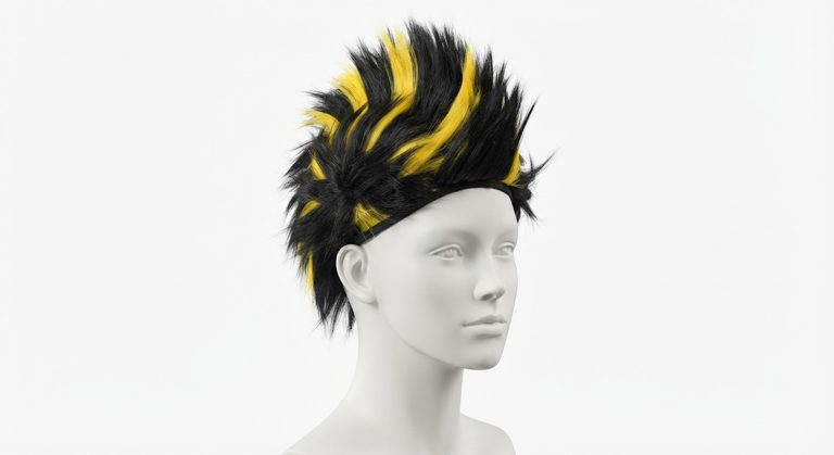 Perruque mohawk noir/jaune