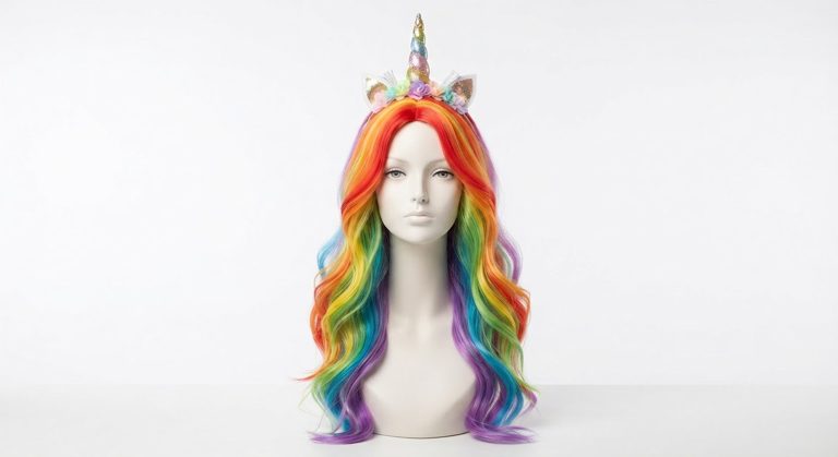 Perruque arc-en-ciel longue