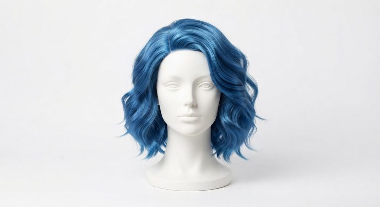 Perruque bleue métallique